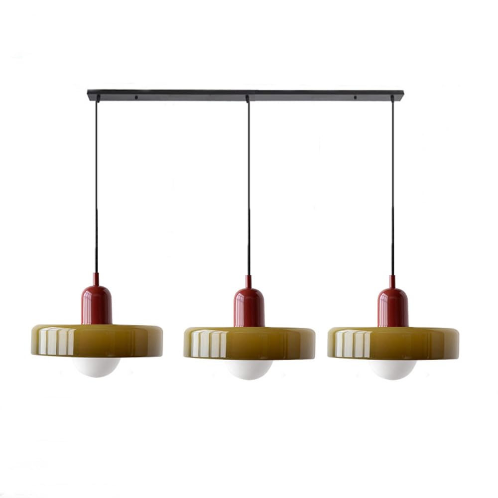 Colored Glass Pendant Light 3-Light Linear