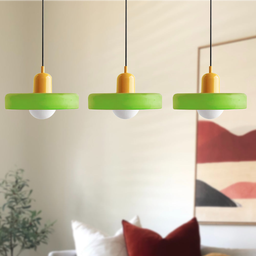 Colored Glass Pendant Light 3-Light Linear