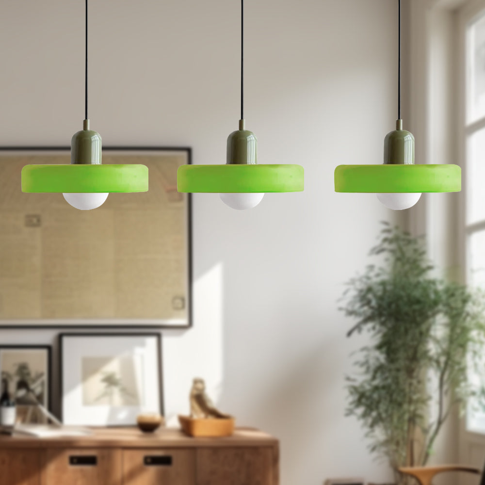 Colored Glass Pendant Light 3-Light Linear
