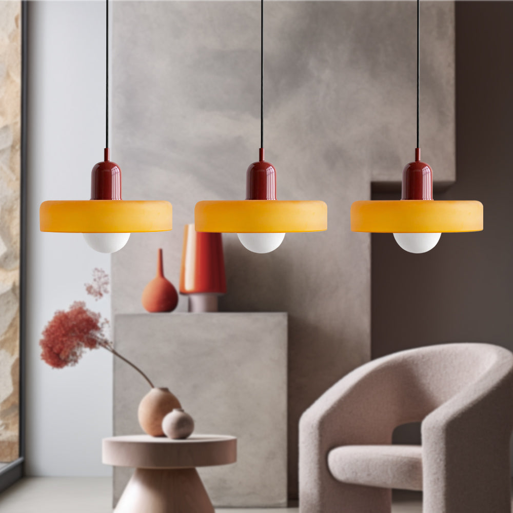 Colored Glass Pendant Light 3-Light Linear