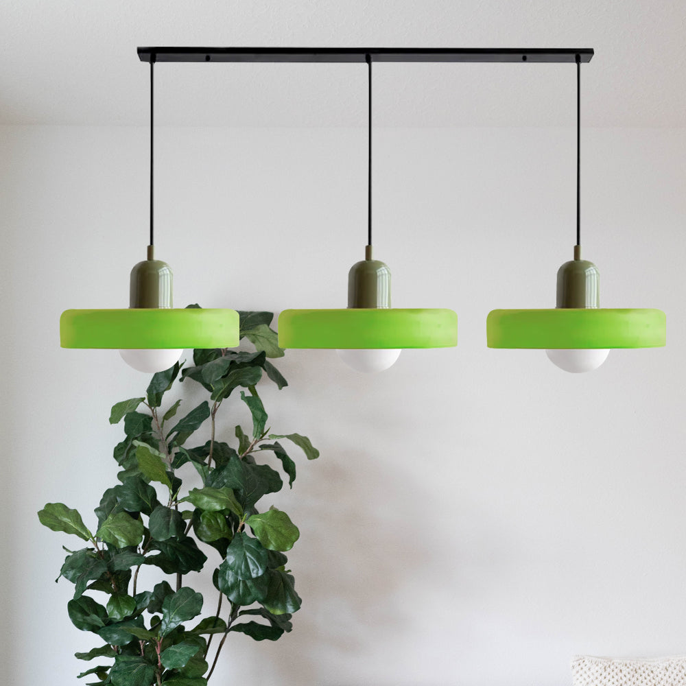 Colored Glass Pendant Light 3-Light Linear