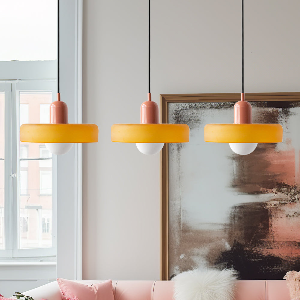 Colored Glass Pendant Light 3-Light Linear