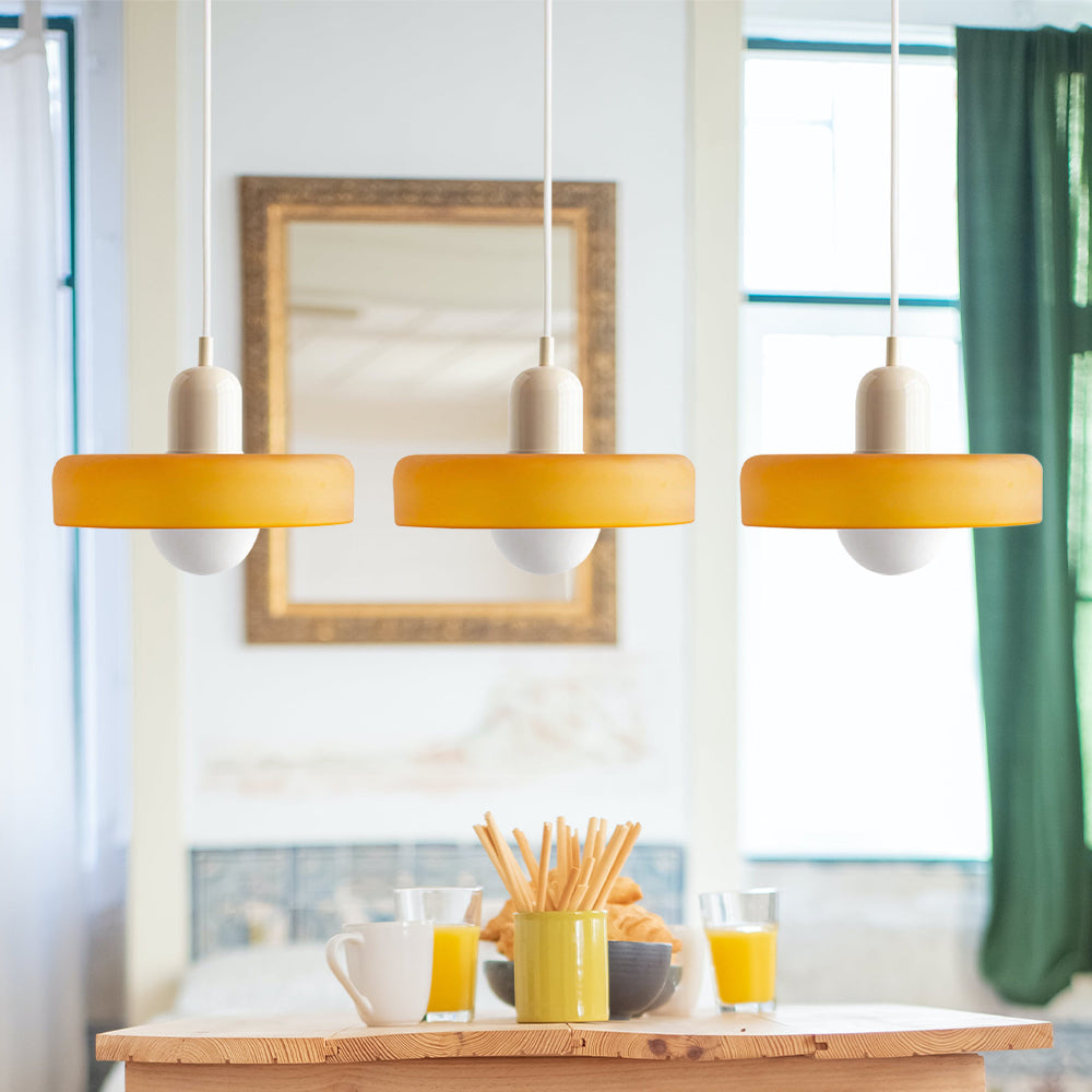 Colored Glass Pendant Light 3-Light Linear