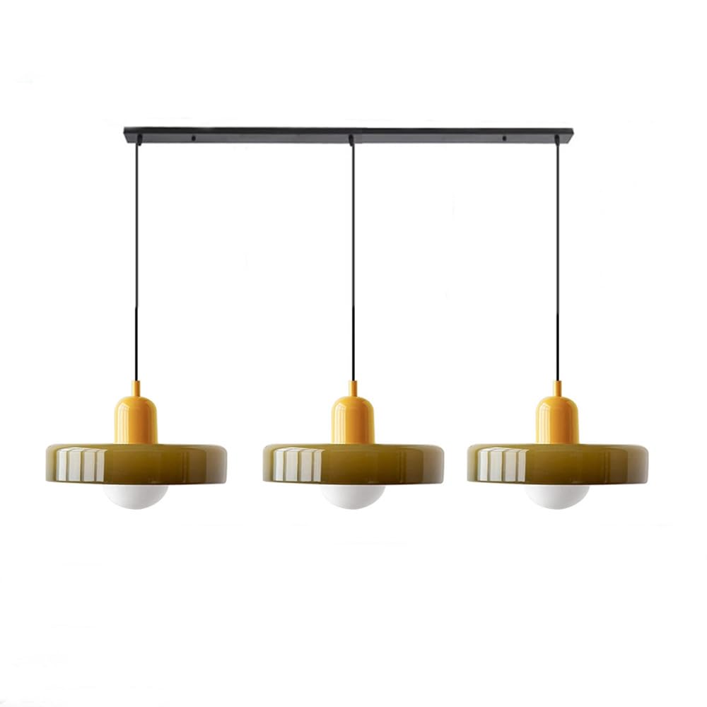 Colored Glass Pendant Light 3-Light Linear