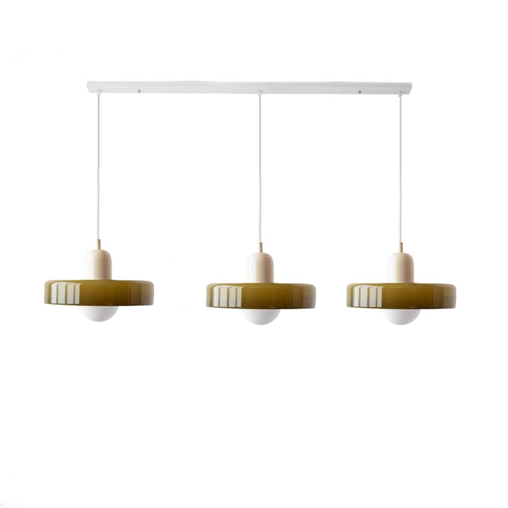 Colored Glass Pendant Light 3-Light Linear