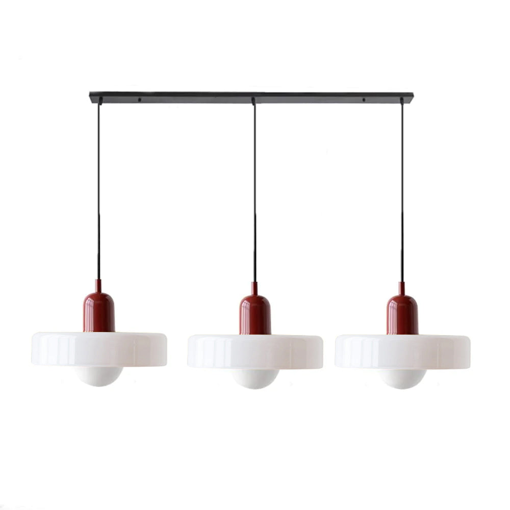 Colored Glass Pendant Light 3-Light Linear