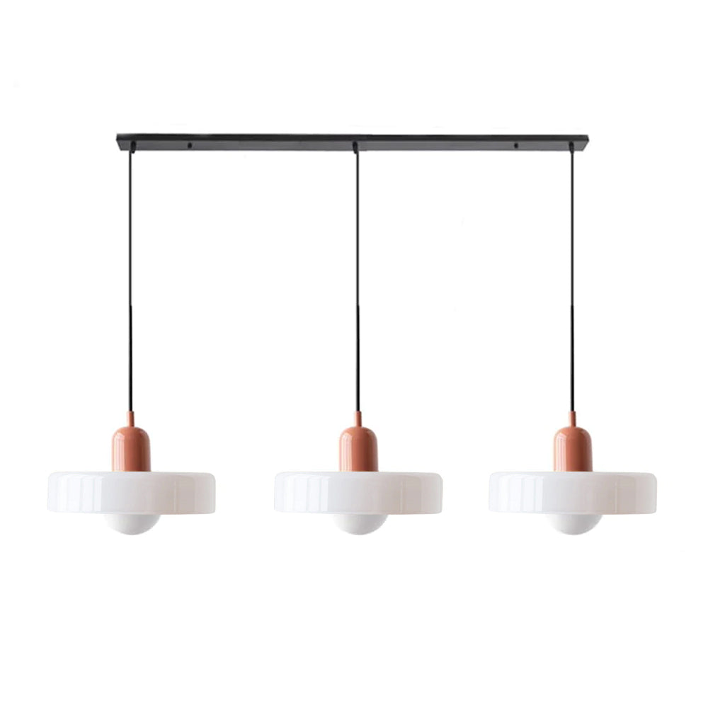 Colored Glass Pendant Light 3-Light Linear
