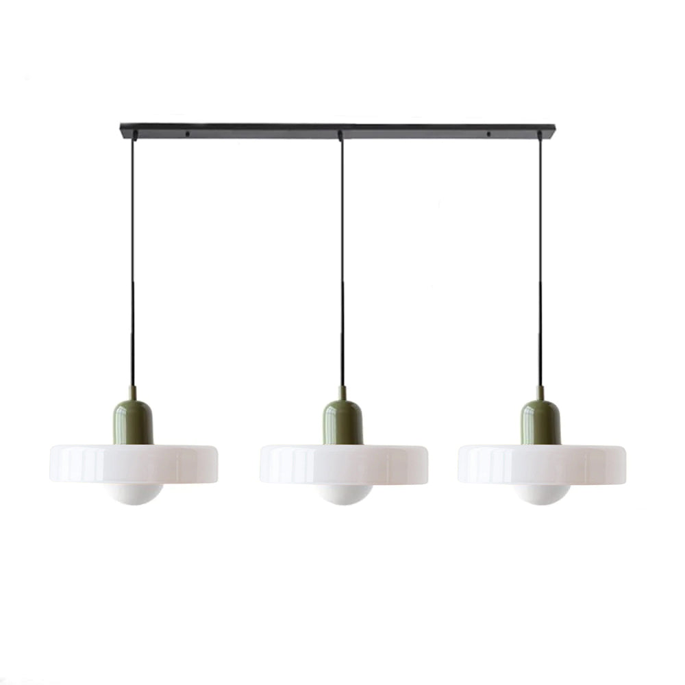 Colored Glass Pendant Light 3-Light Linear