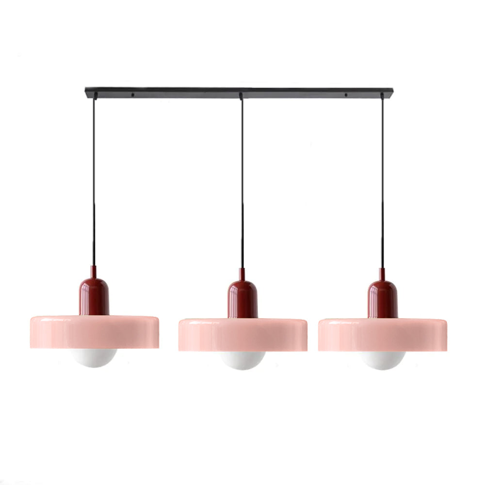 Colored Glass Pendant Light 3-Light Linear