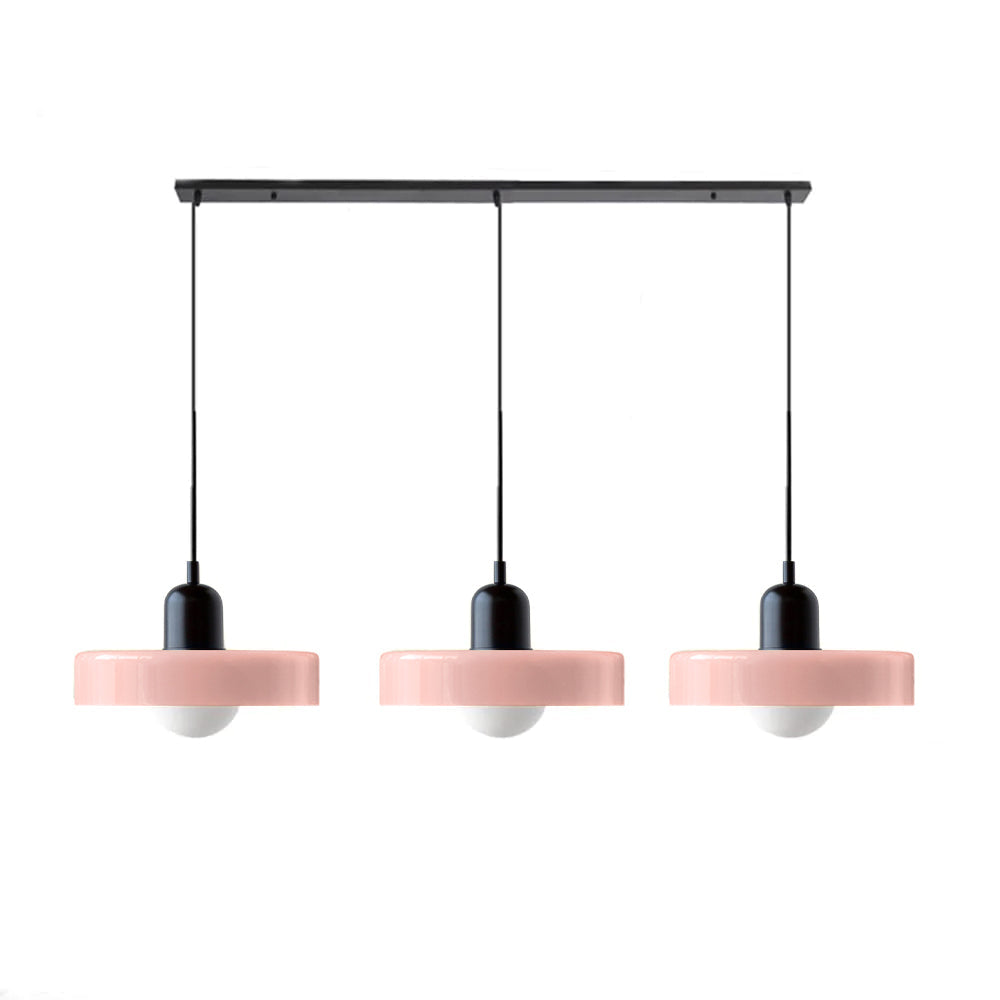 Colored Glass Pendant Light 3-Light Linear
