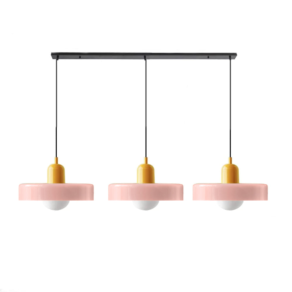 Colored Glass Pendant Light 3-Light Linear