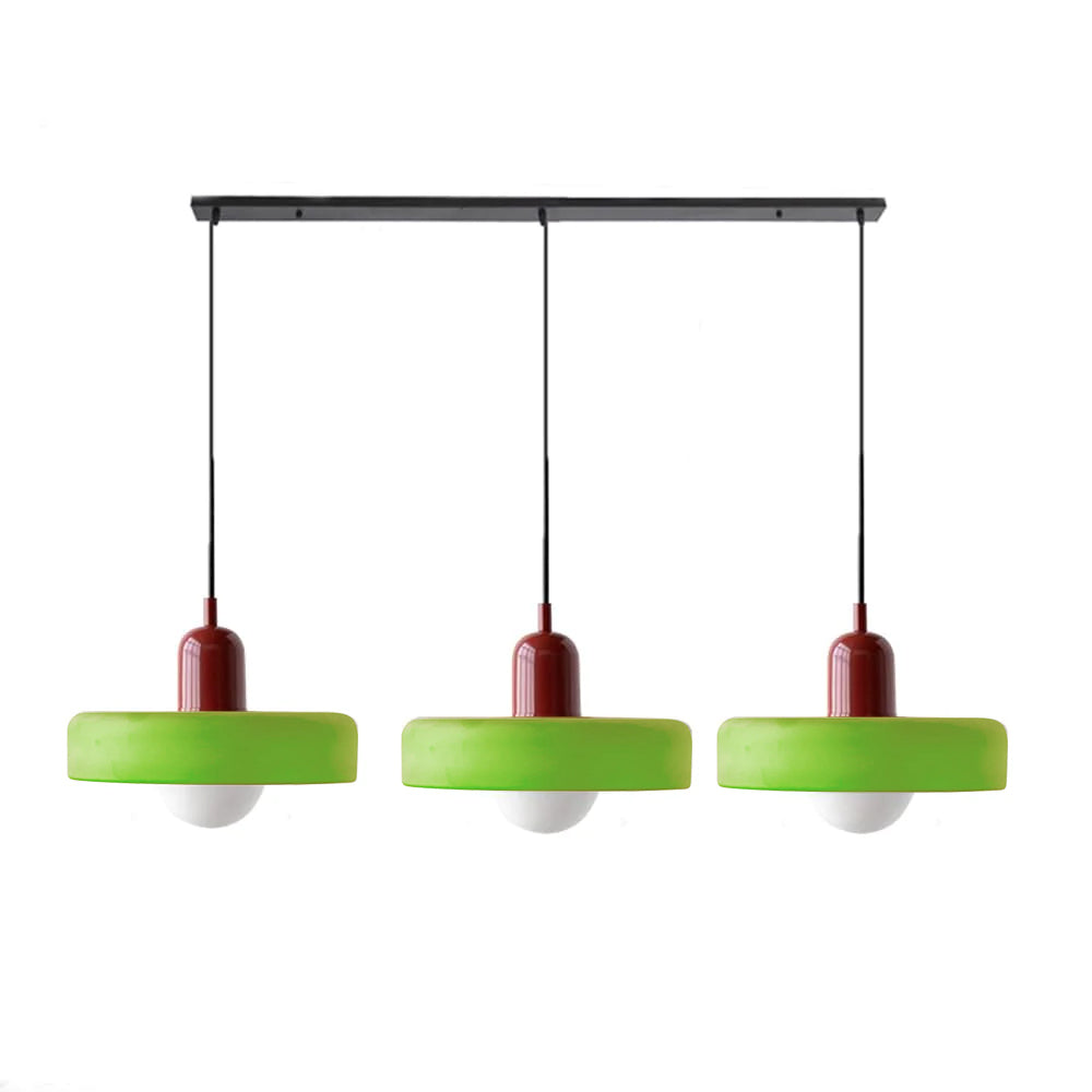Colored Glass Pendant Light 3-Light Linear