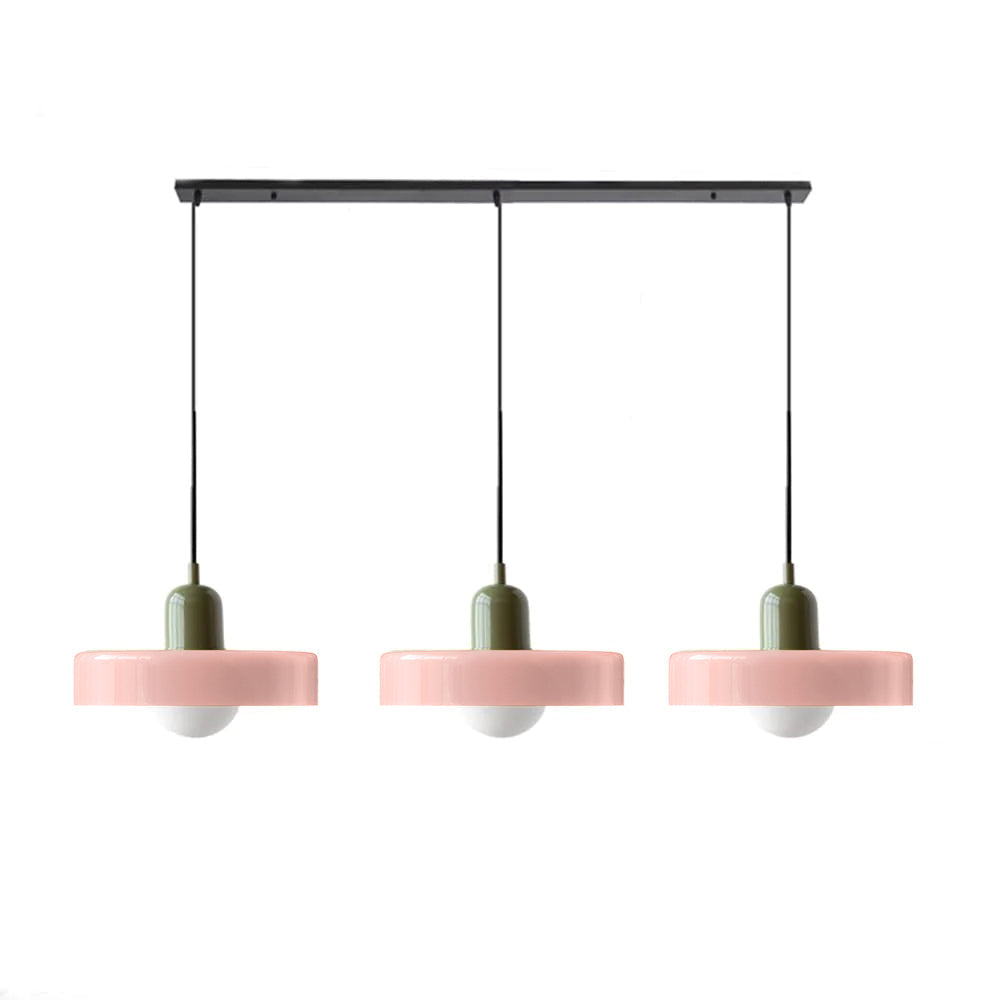 Colored Glass Pendant Light 3-Light Linear