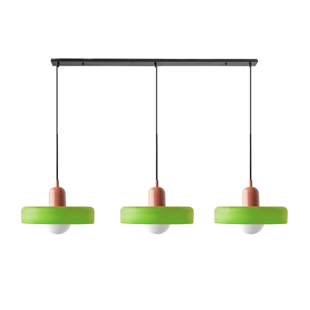 Colored Glass Pendant Light 3-Light Linear