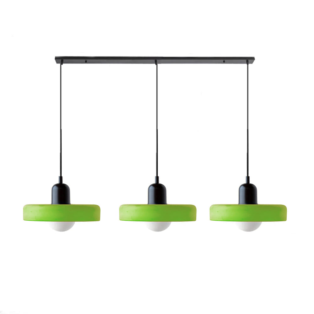 Colored Glass Pendant Light 3-Light Linear