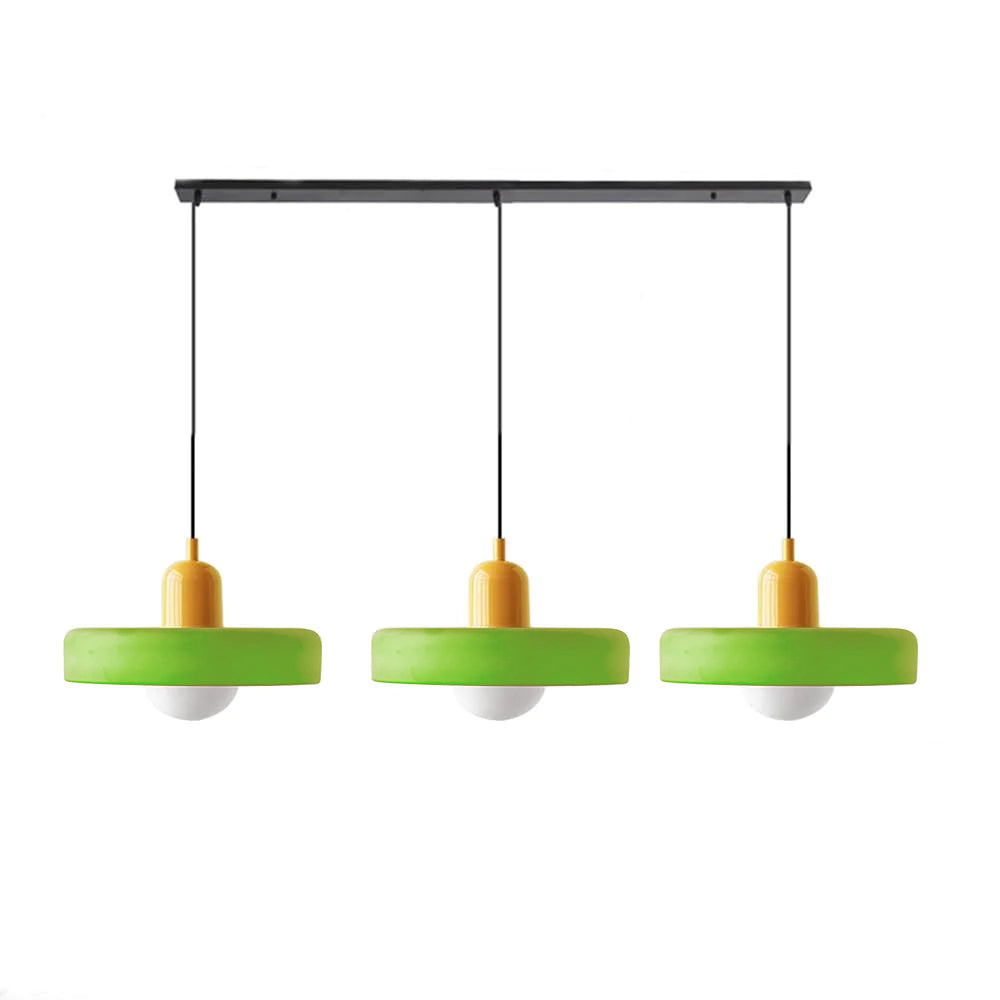 Colored Glass Pendant Light 3-Light Linear