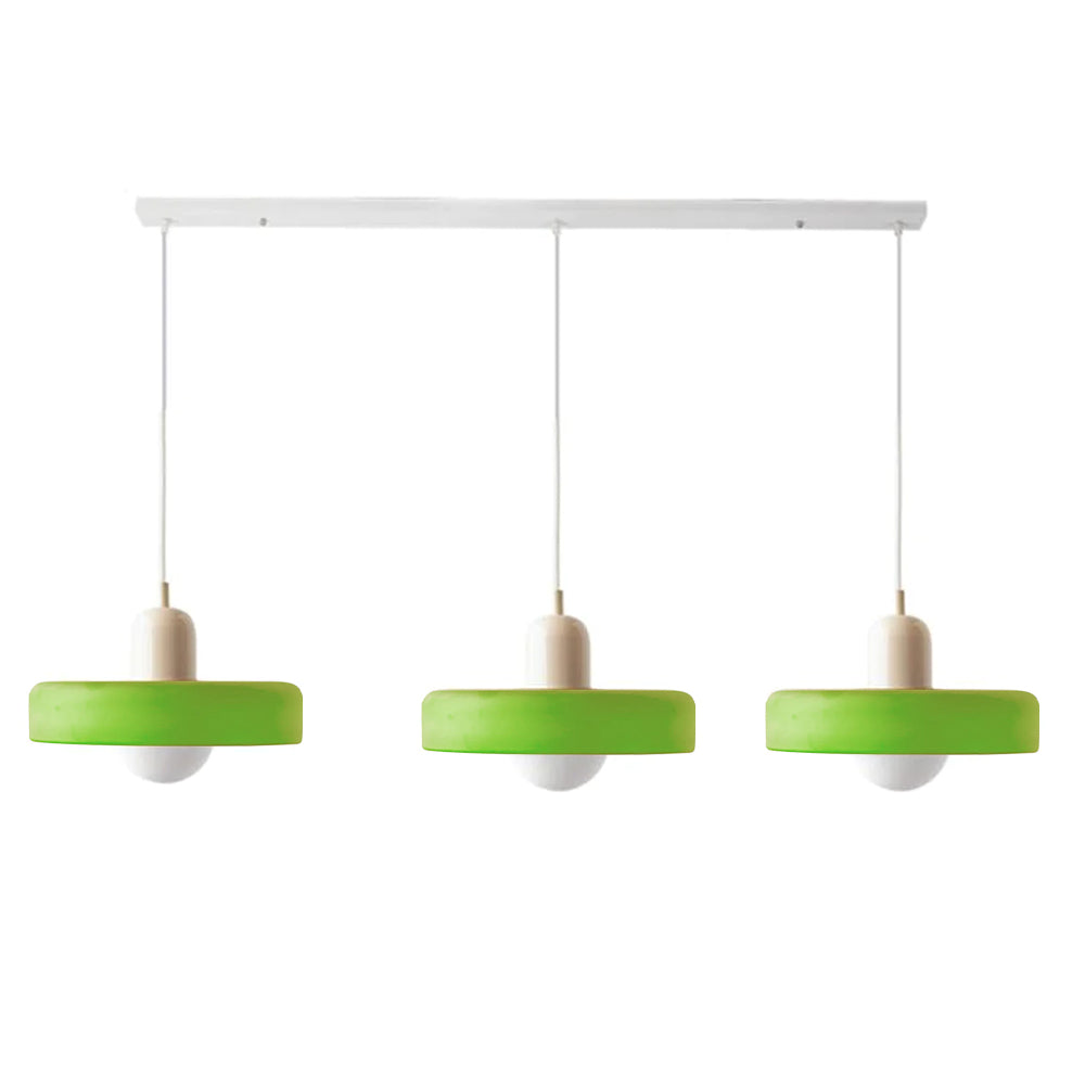 Colored Glass Pendant Light 3-Light Linear