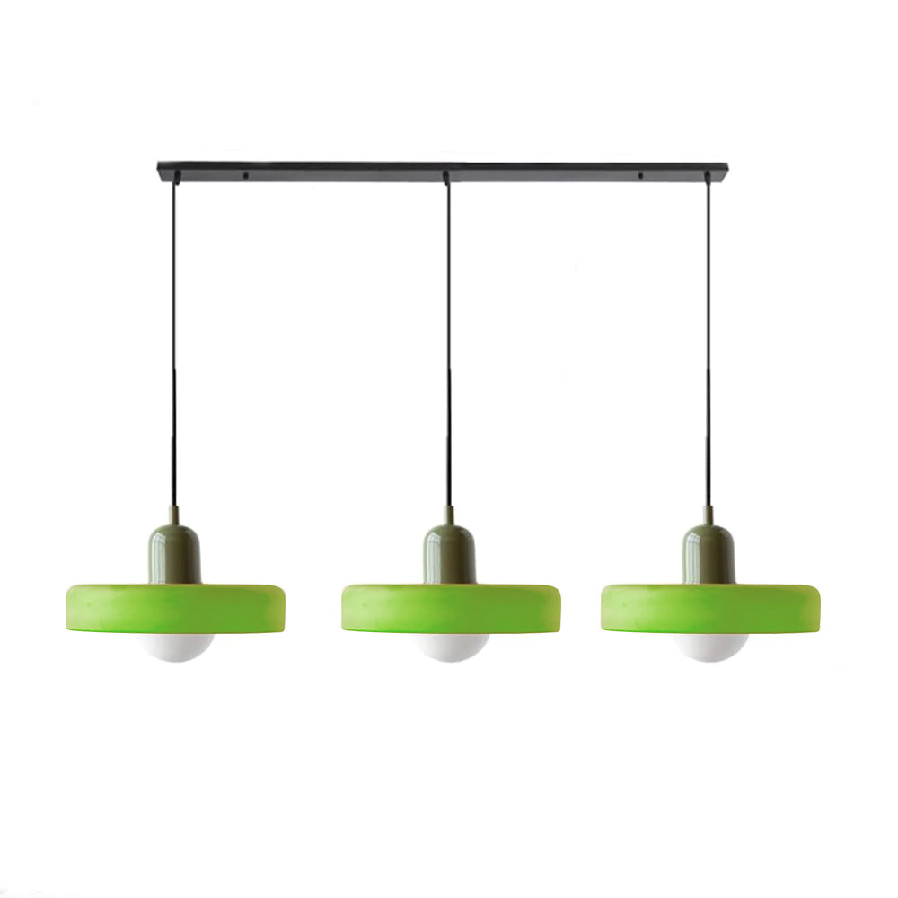 Colored Glass Pendant Light 3-Light Linear