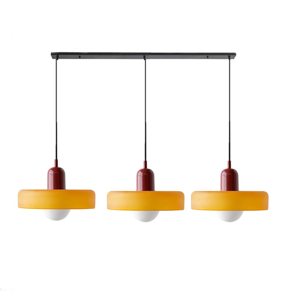 Colored Glass Pendant Light 3-Light Linear