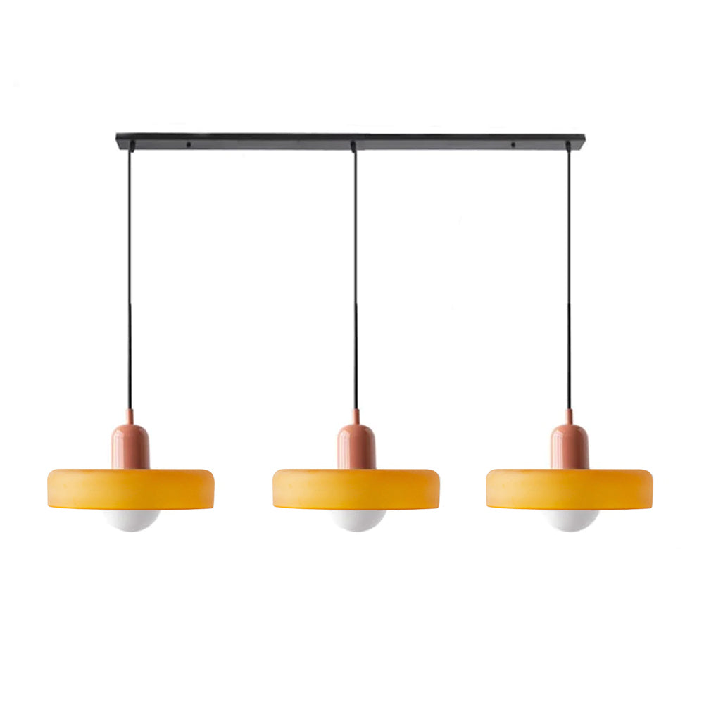 Colored Glass Pendant Light 3-Light Linear