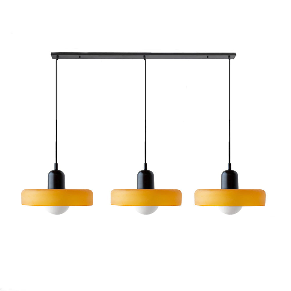 Colored Glass Pendant Light 3-Light Linear