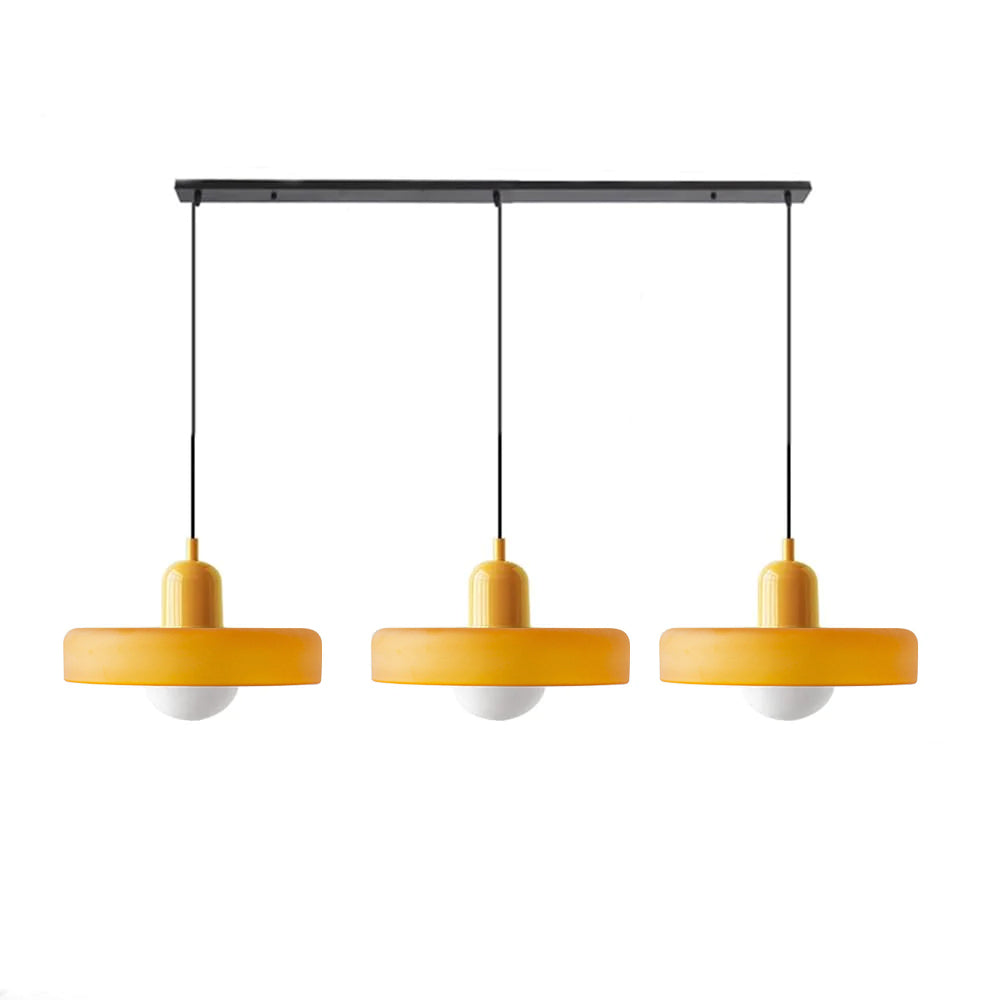 Colored Glass Pendant Light 3-Light Linear