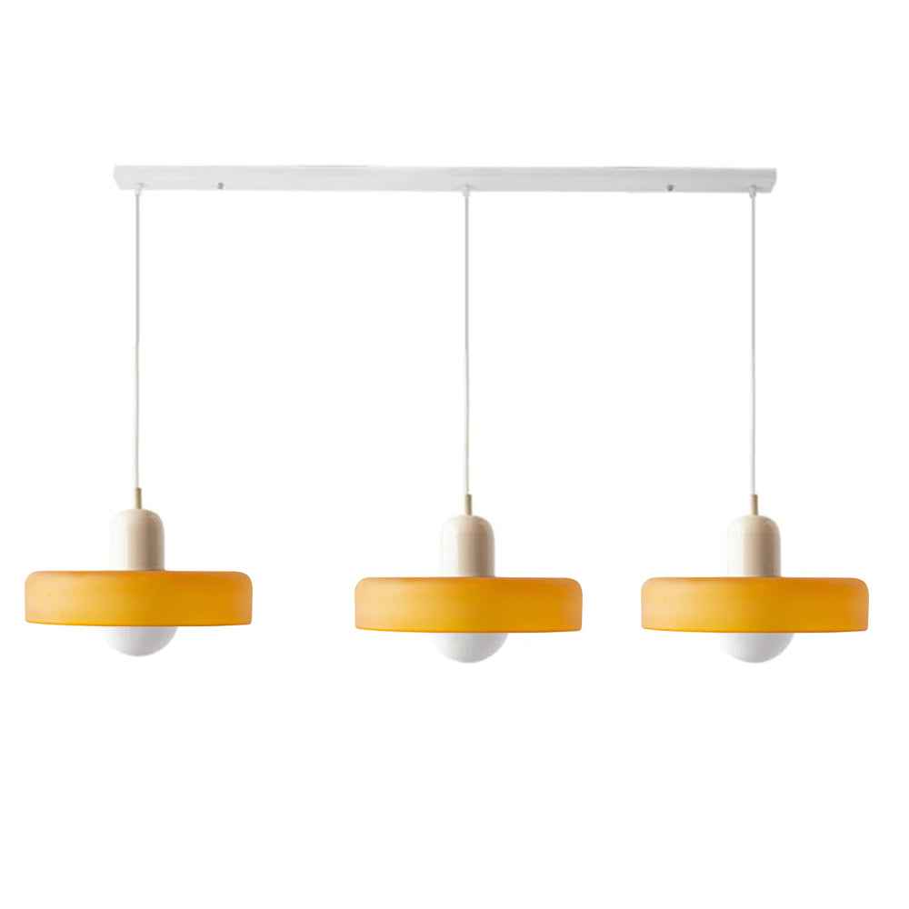 Colored Glass Pendant Light 3-Light Linear