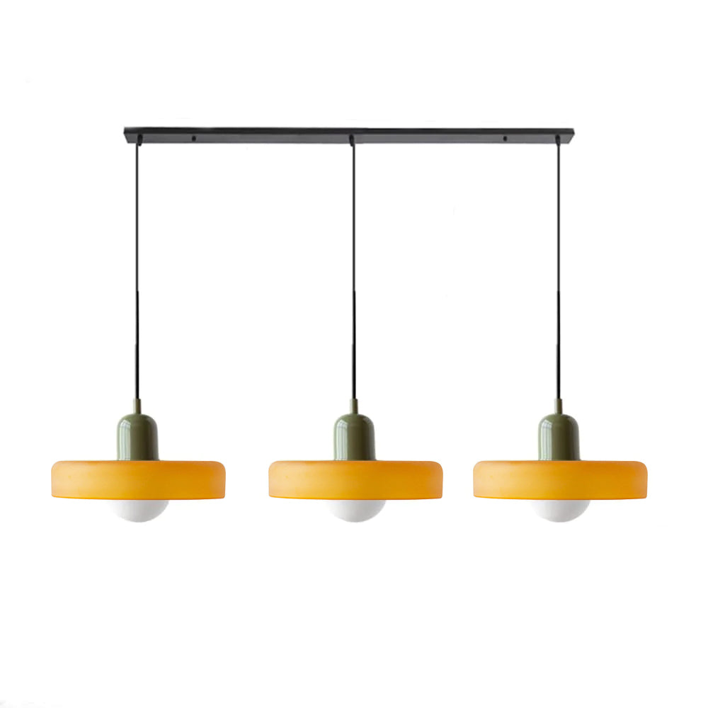 Colored Glass Pendant Light 3-Light Linear
