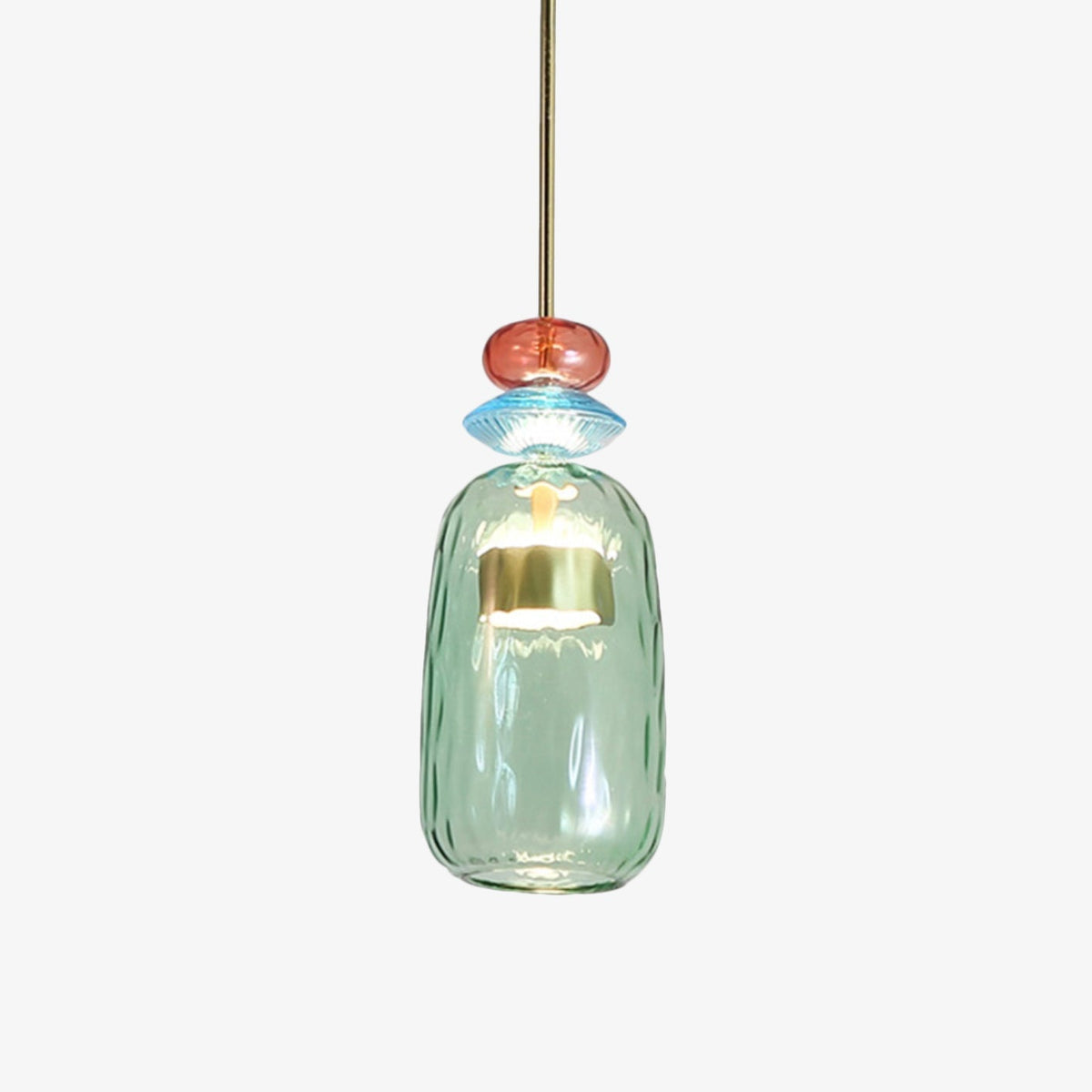 Colored Glass Pendant Light Hand Blown