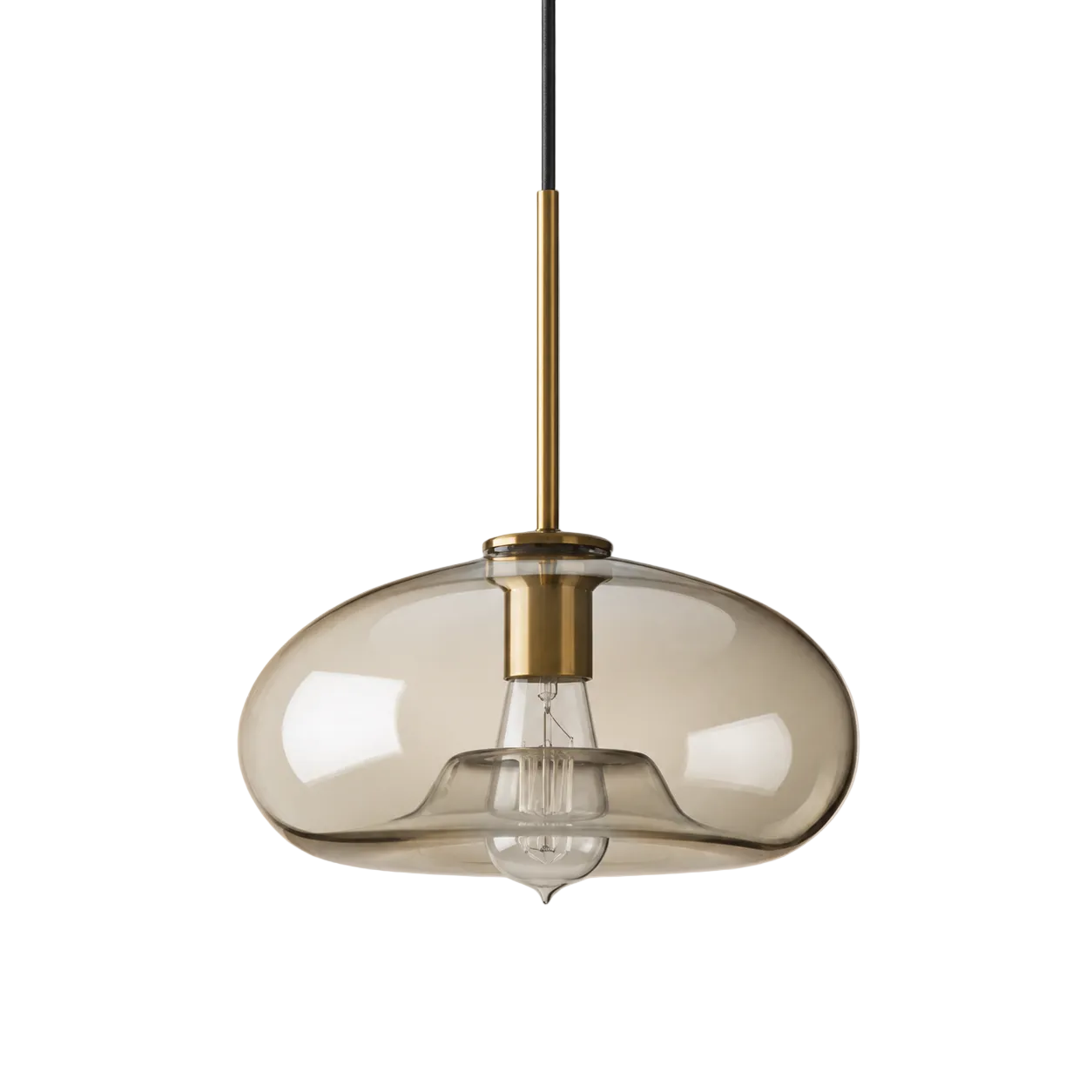 Glass Drop Pendant Light with Brass Stem