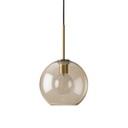 Glass Globe Pendant Light with Brass Stem