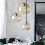 Glass Globe Pendant Light with Brass Stem