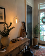 Glass Globe Pendant Light with Brass Stem
