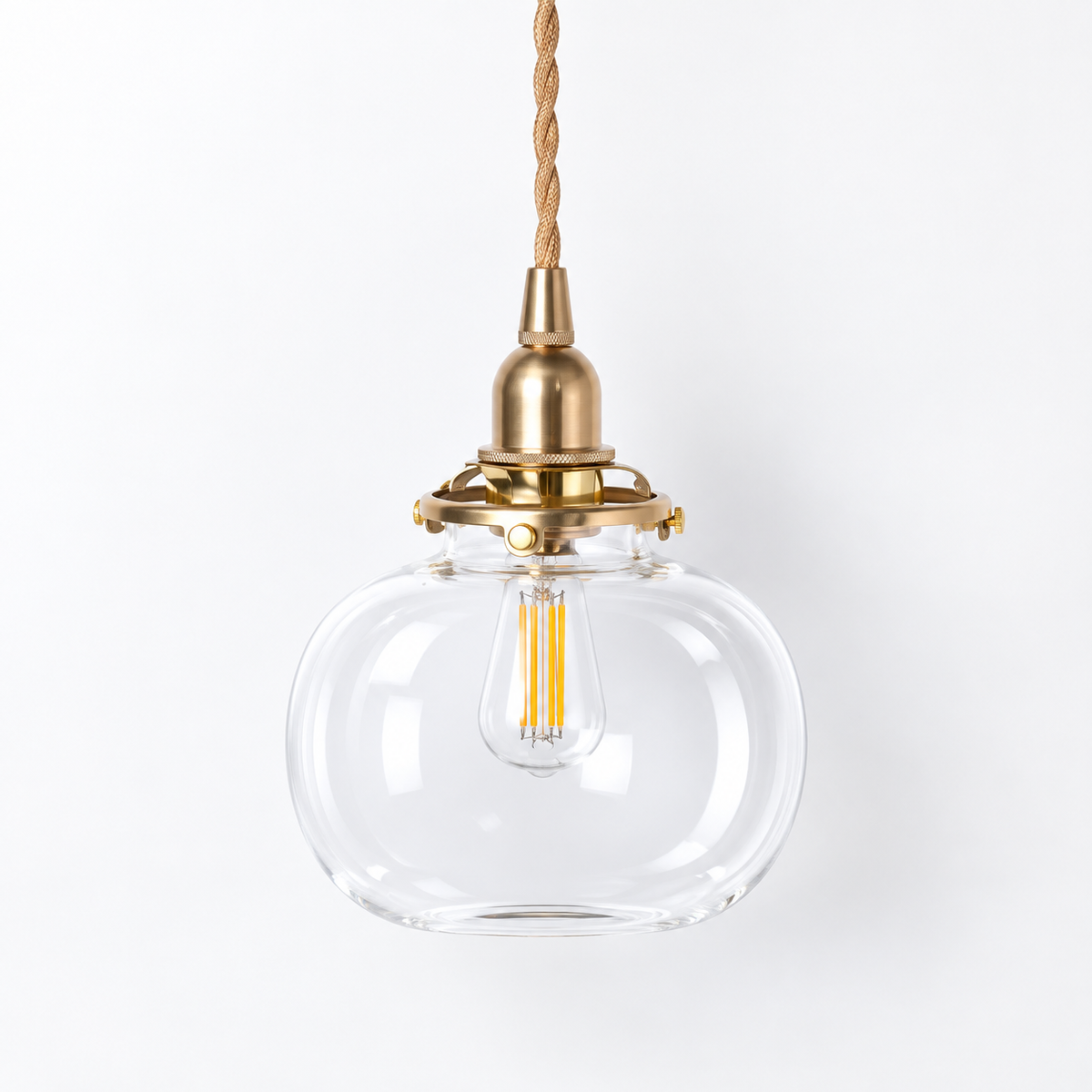 Glass Globe Pendant Light Copper