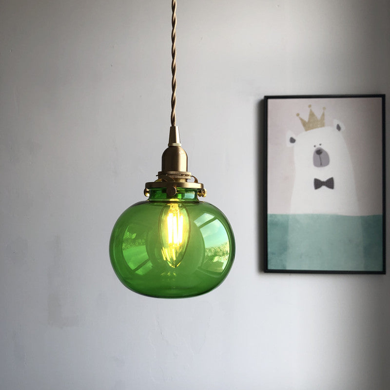 Glass Globe Pendant Light Copper