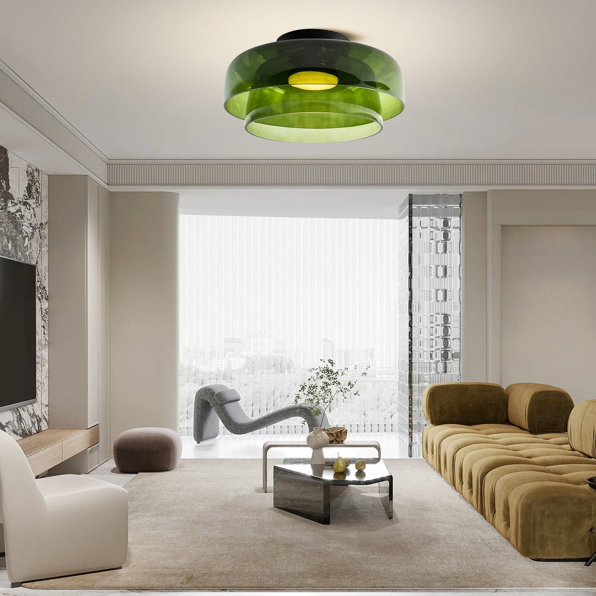 Glass Shade LED Flush Mount Ceiling Light
