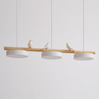 Bird Pendant Light Wood Branch 3-Light Linear Scandinavian