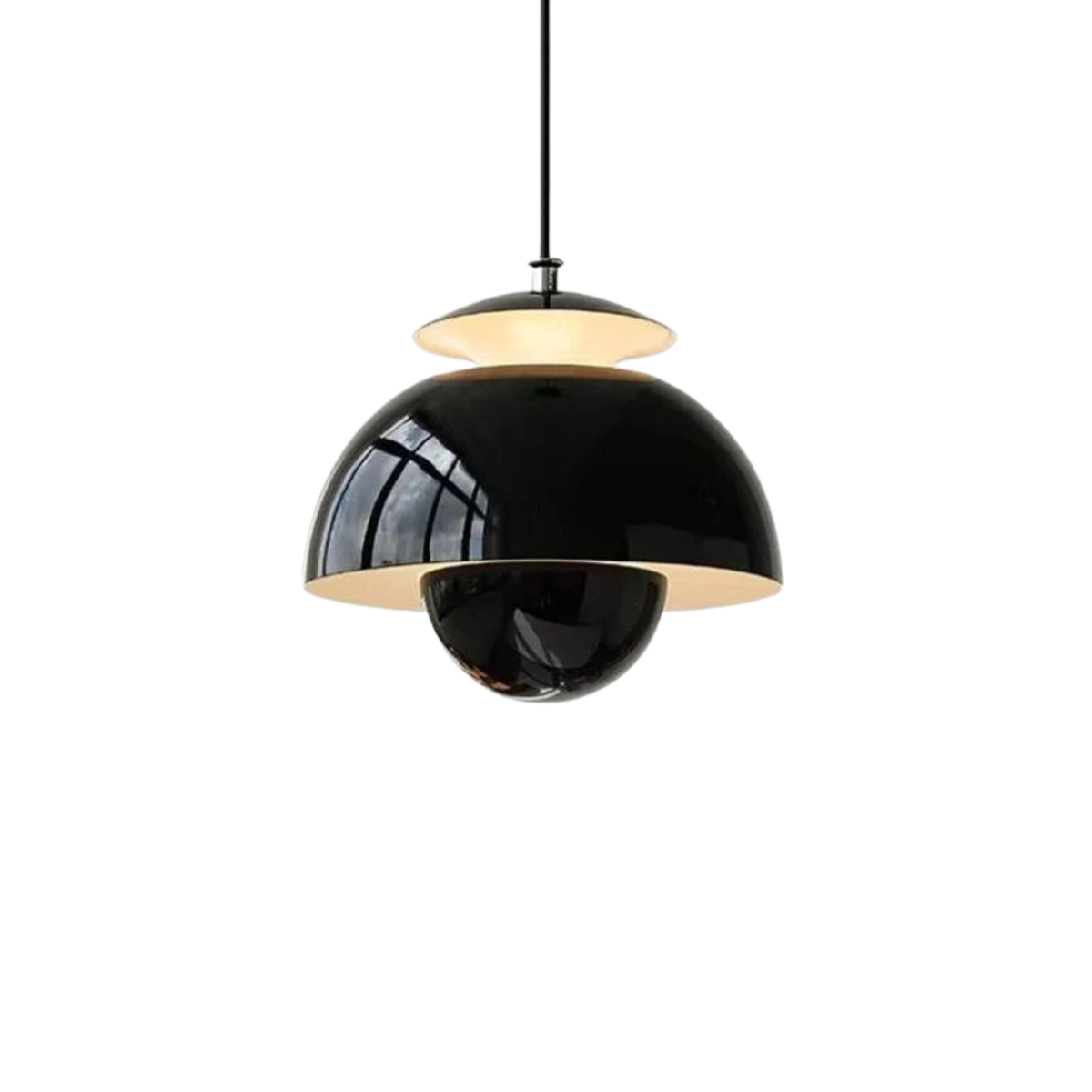LED Dome Pendant Light Two-Tier Glass Shade