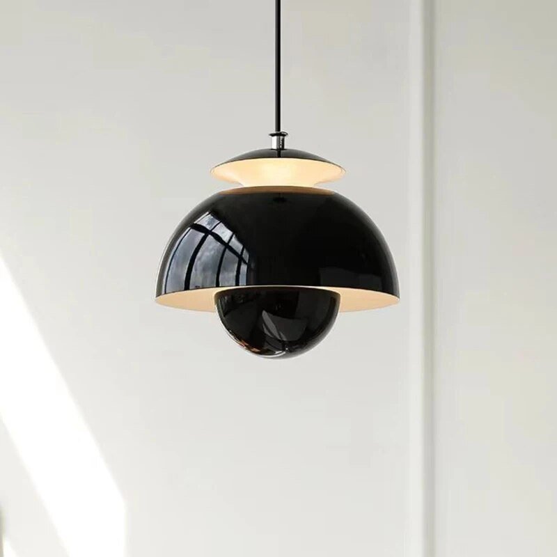 LED Dome Pendant Light Two-Tier Glass Shade
