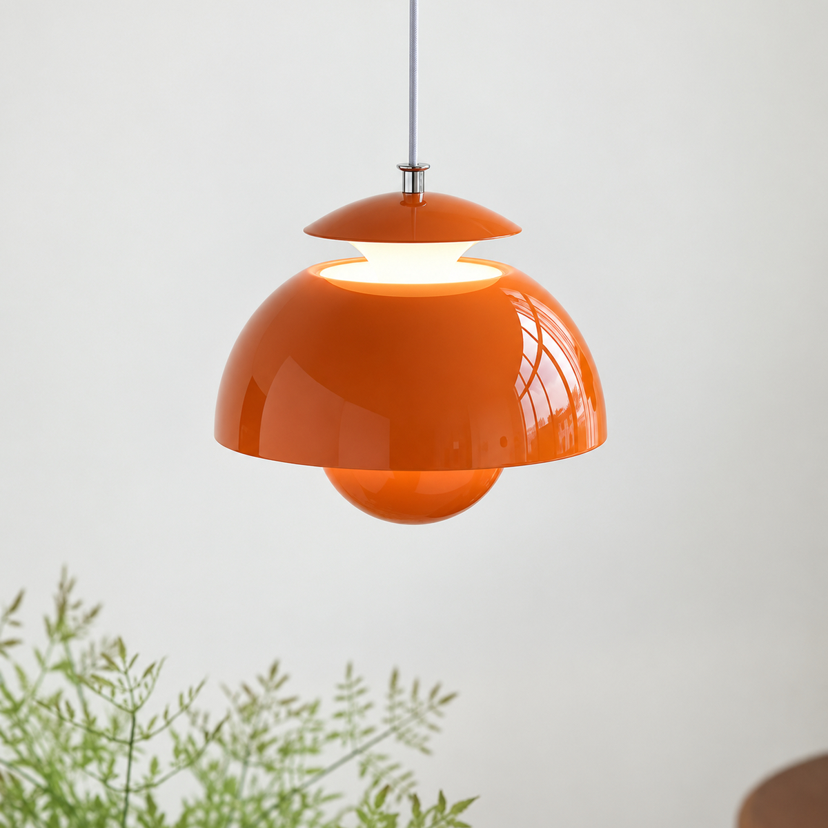 LED Dome Pendant Light Two-Tier Glass Shade