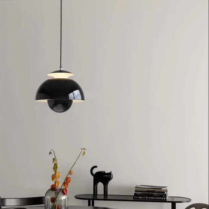 LED Dome Pendant Light Two-Tier Glass Shade