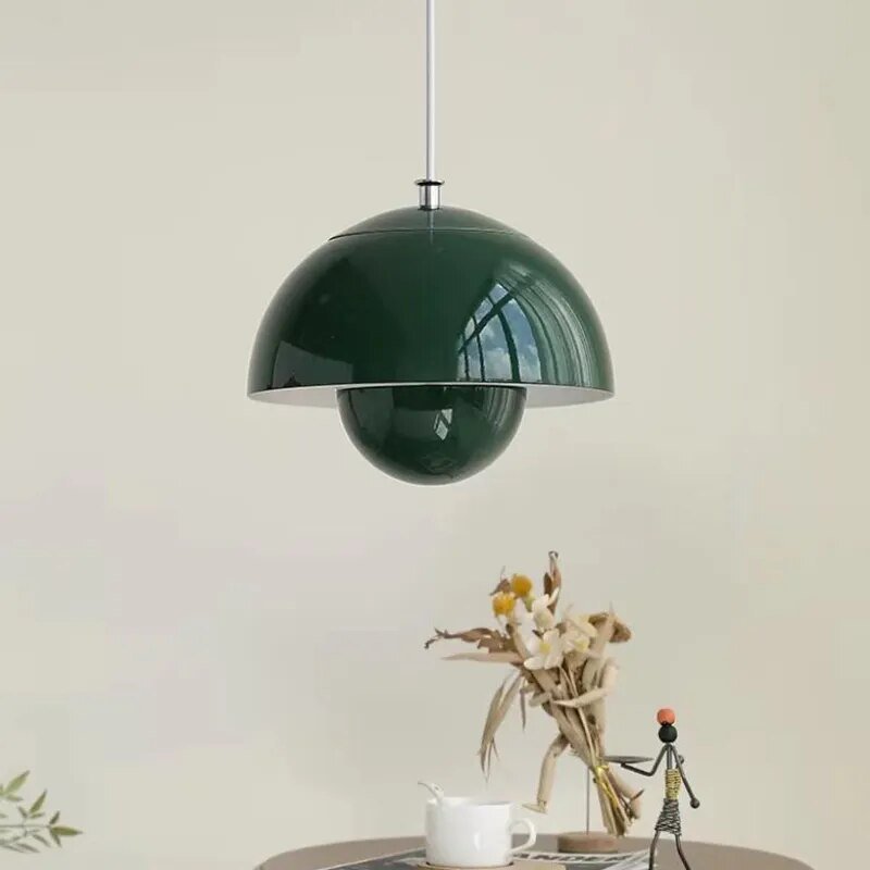 LED Dome Pendant Light Two-Tier Glass Shade