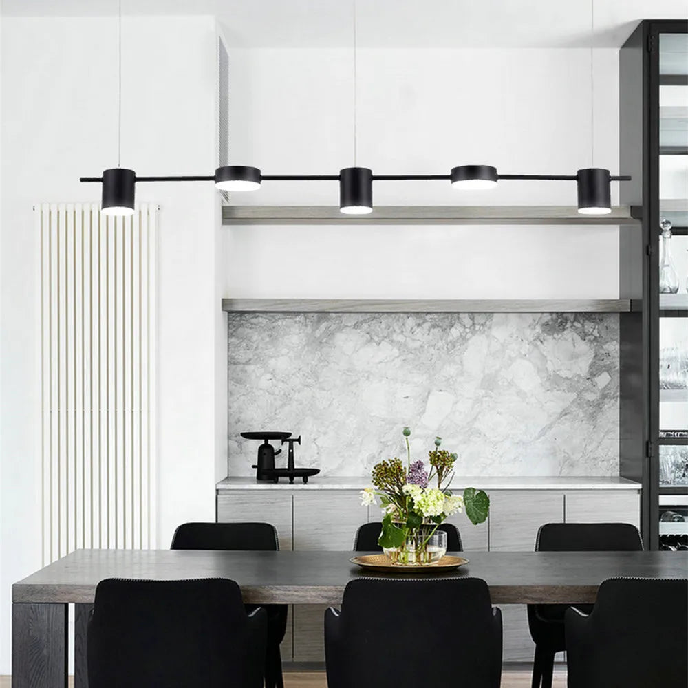 Linear LED Pendant Light with Spotlights