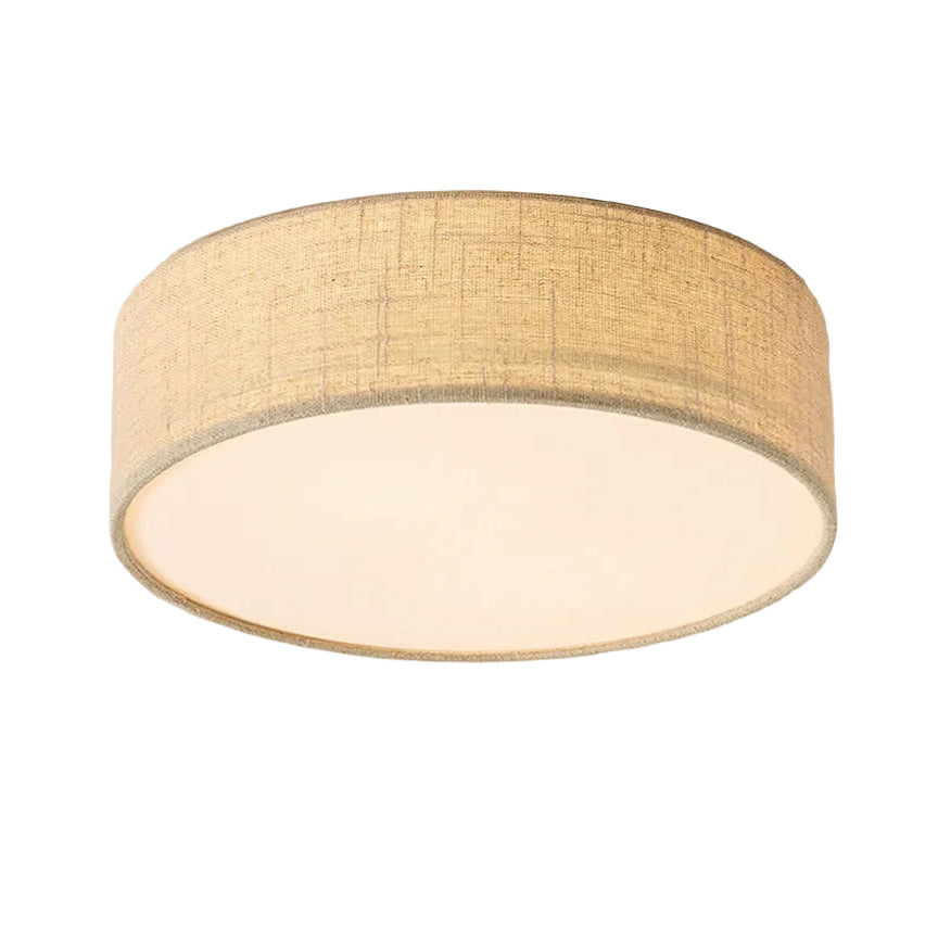 Linen Drum Flush Mount Ceiling Light LED