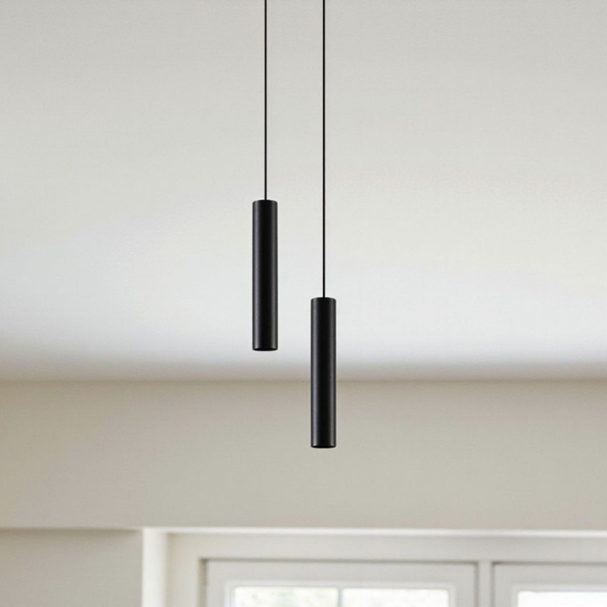 Modern Black Cylinder Pendant Light LED