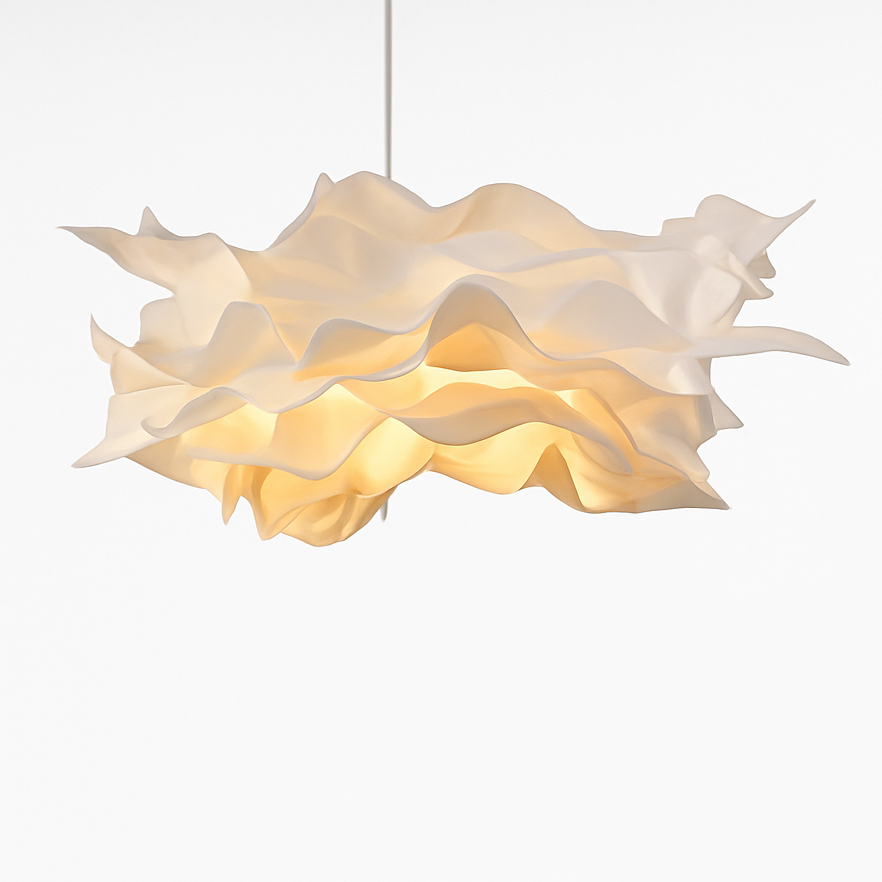 Modern White Paper Pendant Light with Flower Cloud Shade