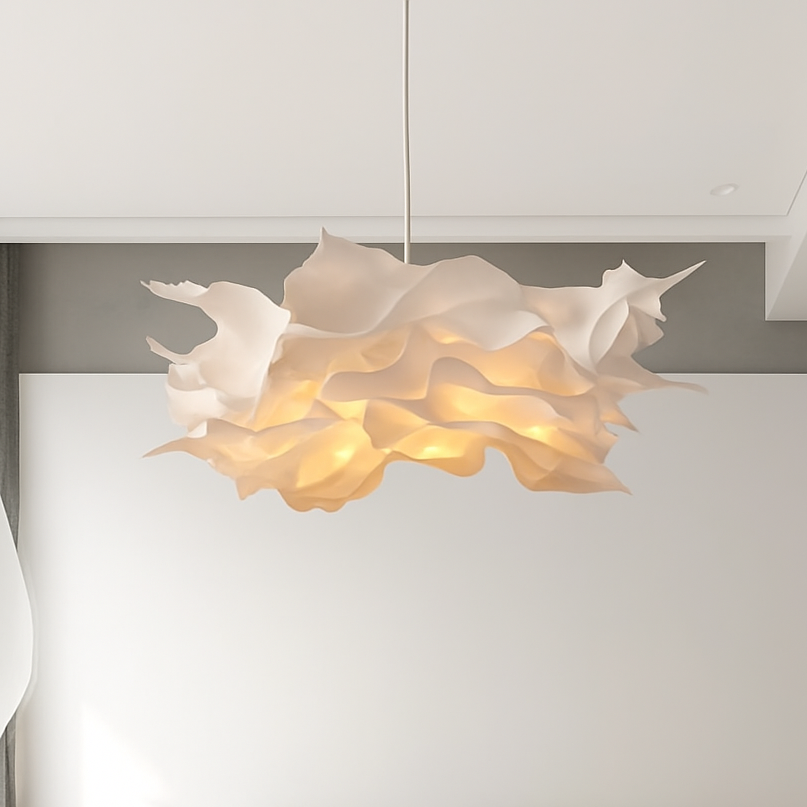 Modern White Paper Pendant Light with Flower Cloud Shade