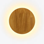 Round Wood LED Wall Sconce Backlit Halo Scandinavian