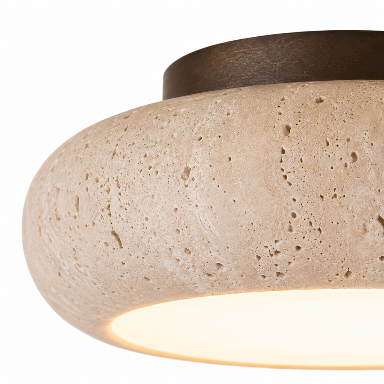 Travertine LED Ceiling Light with Wood
