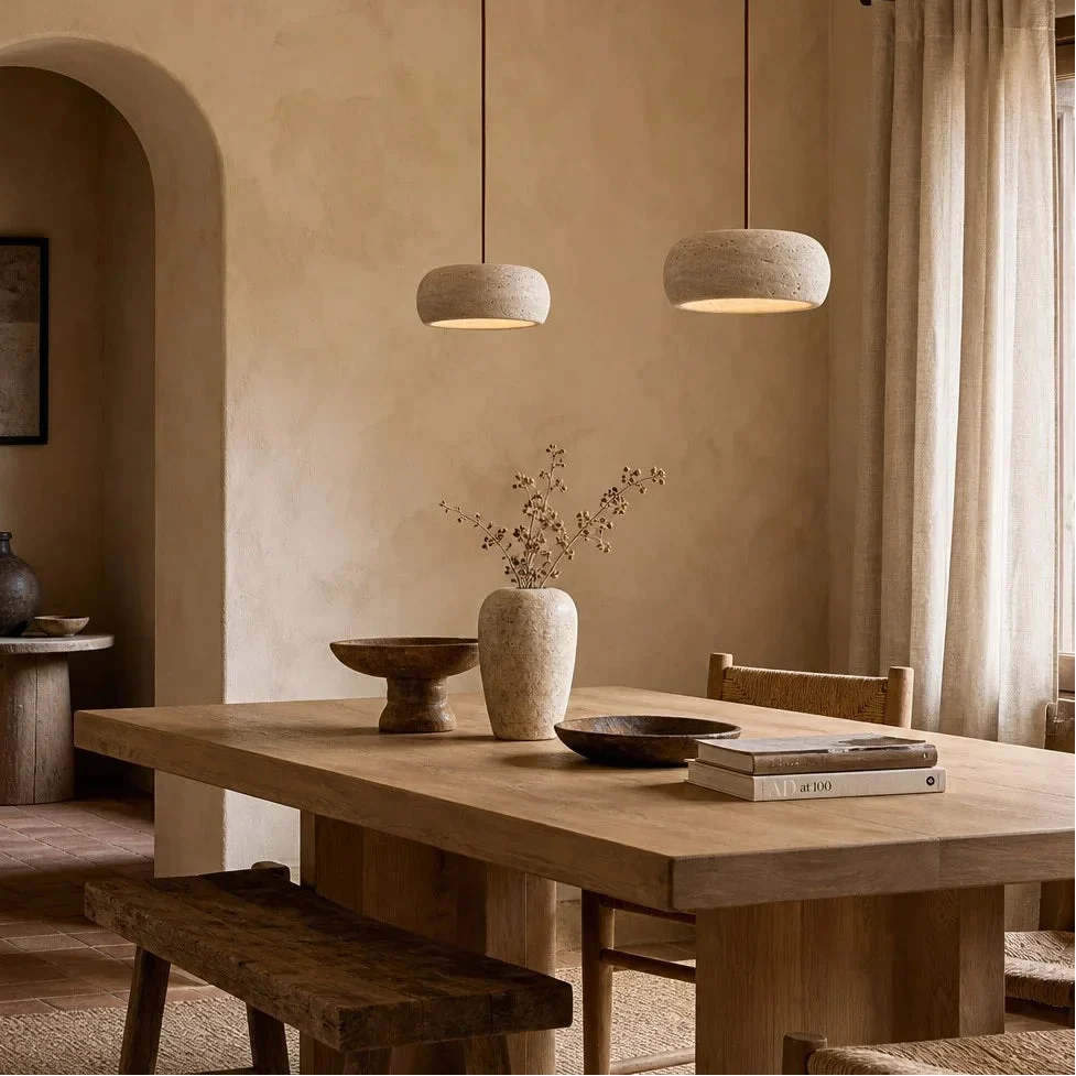 Travertine Round Pendant Light